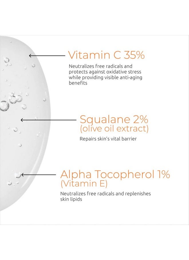 DS LABORATORIES - 35% Vitamin C Serum For Face Anti Aging Serum With Vitamin E And Squalane Hydrating And Brightening Facial Serum For Fine Lines Wrinkles And Dark Spots Paraben Free 100% Vegan. - Image 1