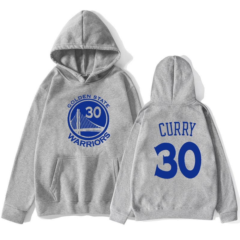 2021 cross-border NBA basketball sweater Warriors team 30 curry sports sweater mens trendy hoodie men Grey 