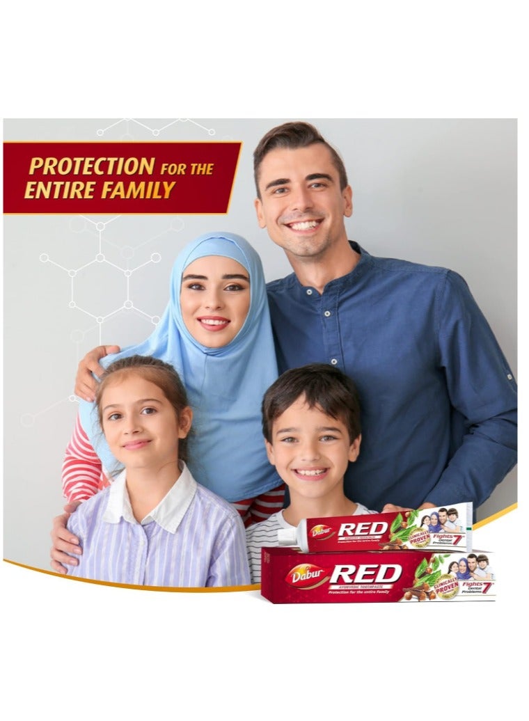 دابر معجون أسنان أيورفيدي أحمر للأسنان واللثة، عبوة من قطعتين، 200 غرام - Image 3