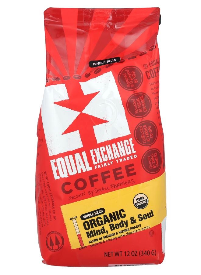 Equal Exchange Organic Coffee Mind Body & Soul Whole Bean Medium Roast 12 oz (340 g)