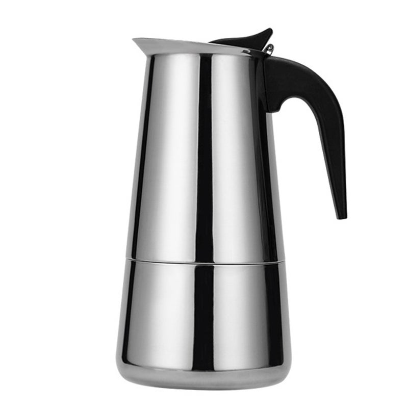 Coffee Maker 300ml Silver Flow Eagle Mouth Spout Coffee Pot - Heat-Resistant Comfort Grip Metal Filter Coffee Pot for Stovetop Home Brewing - Image 1