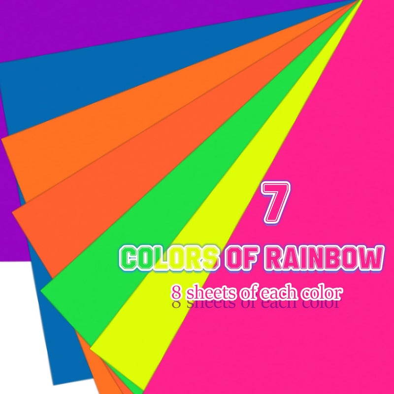 Magecubiku Colored Cardstock 8.5 in x 11 in,56 Sheet Fluorescent Neon Index Paper 250 GSM/90 LB HeavyWeight Card Stock Set of 7 Colors for Cutting DIY Art Craft - Image 3