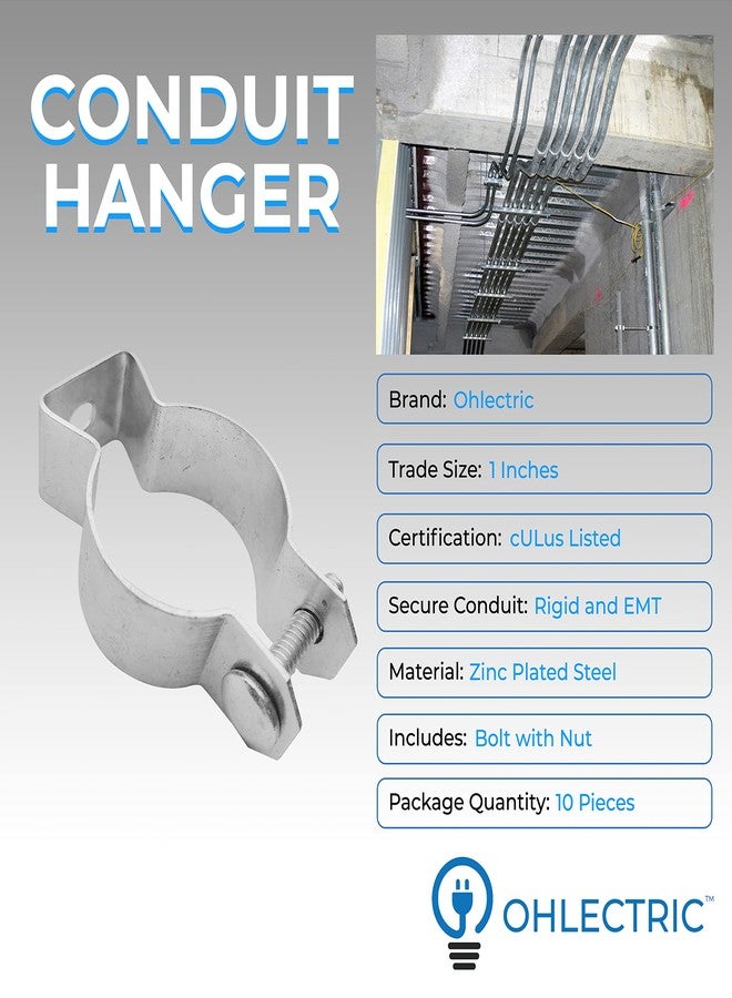 OHLECTRIC حامل أنابيب فولاذي مطلي بالزنك من OHLECTRIC OL-66412 مقاس 3/4 بوصة مع برغي - مثالي لتركيب الأنابيب الصلبة وأنابيب EMT على الأسطح أو الدعامات المعزولة أو القضبان الملولبة - عبوة من 10 قطع - Image 2