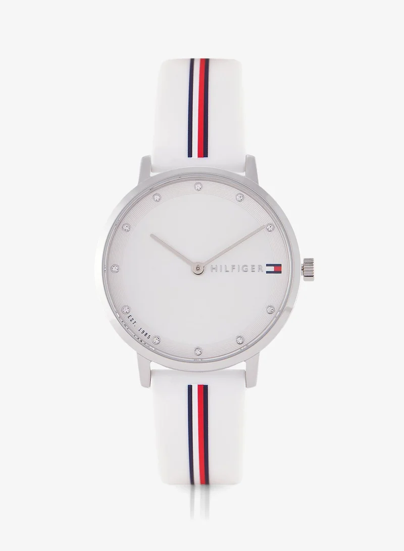 2-Hand Womens Quartz Movement Watch With White Silicone Bracelet - 1782735