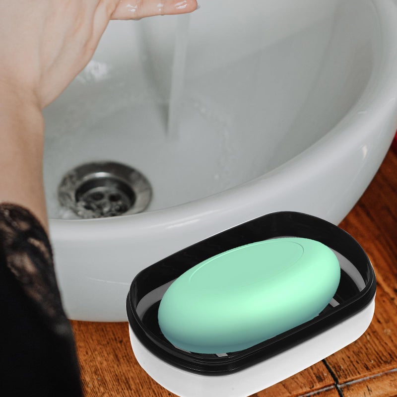 White Double Layer Soap Holder With Lid Waterproof For Bathroom And Outdoor Travel - Image 5