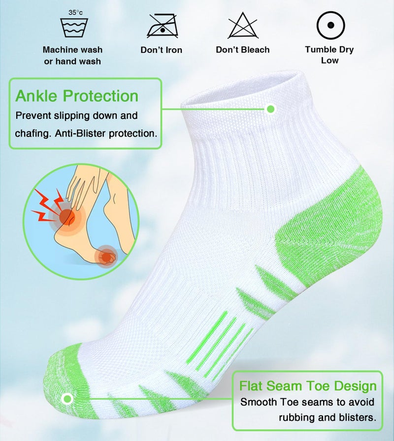 Heyoboy Womens Ankle Anti-blister Thick Cushioned Cotton Wicking Hiking Athletic Running Socks 5 Pairs - Image 3
