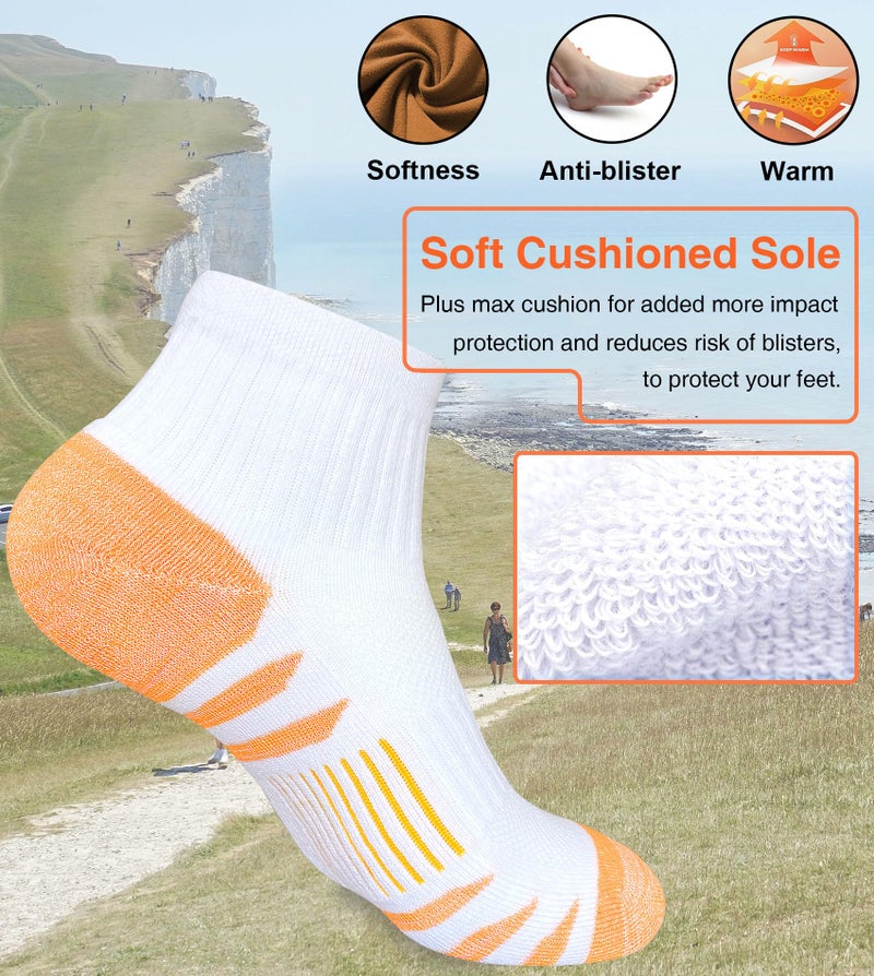 Heyoboy Womens Ankle Anti-blister Thick Cushioned Cotton Wicking Hiking Athletic Running Socks 5 Pairs - Image 2