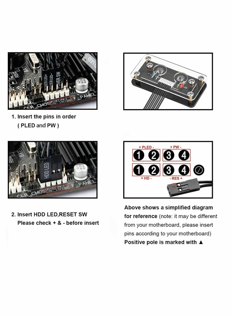 SYOSI Desktop Computer Power External Power Supply Restart Button Case Motherboard Button Cord Length 5.2 Feet - Image 5
