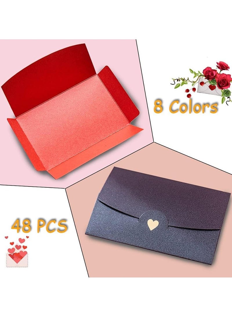 Generic Mini Envelopes, 48 Pieces Mini Gift Card Envelopes, Multi Color Mini Envelope, with Heart Clasp, for Invitations, Postcard,Wedding, DIY Gift Cards, Valentine's Day  - Image 5