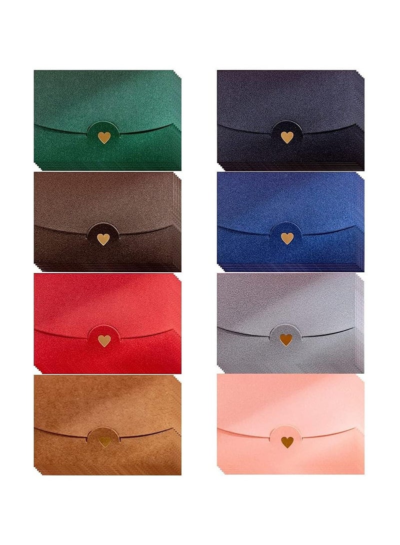 Generic Mini Envelopes, 48 Pieces Mini Gift Card Envelopes, Multi Color Mini Envelope, with Heart Clasp, for Invitations, Postcard,Wedding, DIY Gift Cards, Valentine's Day  - Image 1
