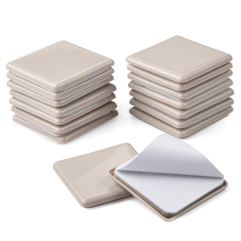 Ezprotekt 16 Pcs Self-Stick Furniture Movers Sliders For Carpet, 2.5 Inch Square Self-Adhesive Furniture Moving Pads, Carpet Sliders For Moving Chair Table Desk Bed Sofa Couch Cabinet (Beige) - Image 1