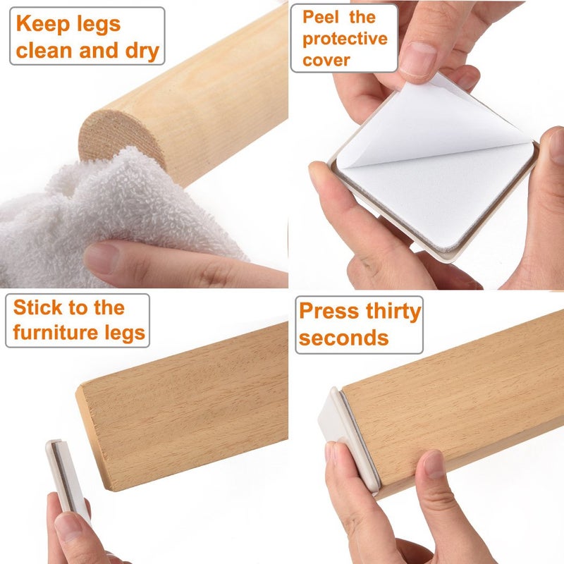 Ezprotekt 16 Pcs Self-Stick Furniture Movers Sliders For Carpet, 2.5 Inch Square Self-Adhesive Furniture Moving Pads, Carpet Sliders For Moving Chair Table Desk Bed Sofa Couch Cabinet (Beige) - Image 4