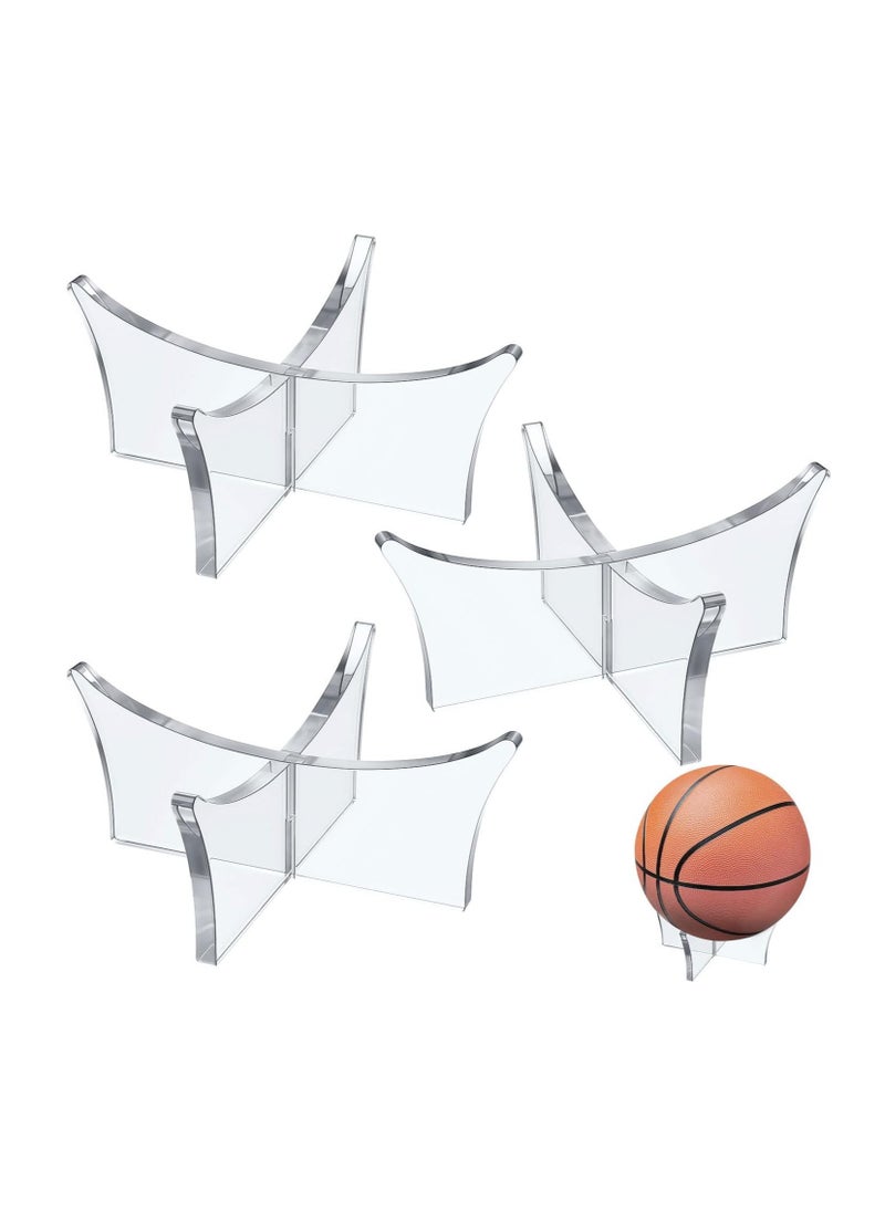 Generic Acrylic Ball Stand Holder,Ball Display Stand for Football Basketball Soccer Ball Holder,Volleyball Rugby Ball Sports Ball Storage Rack,Trophy Autograph Memorabilia Display Cases(3 Pcs)  - Image 1