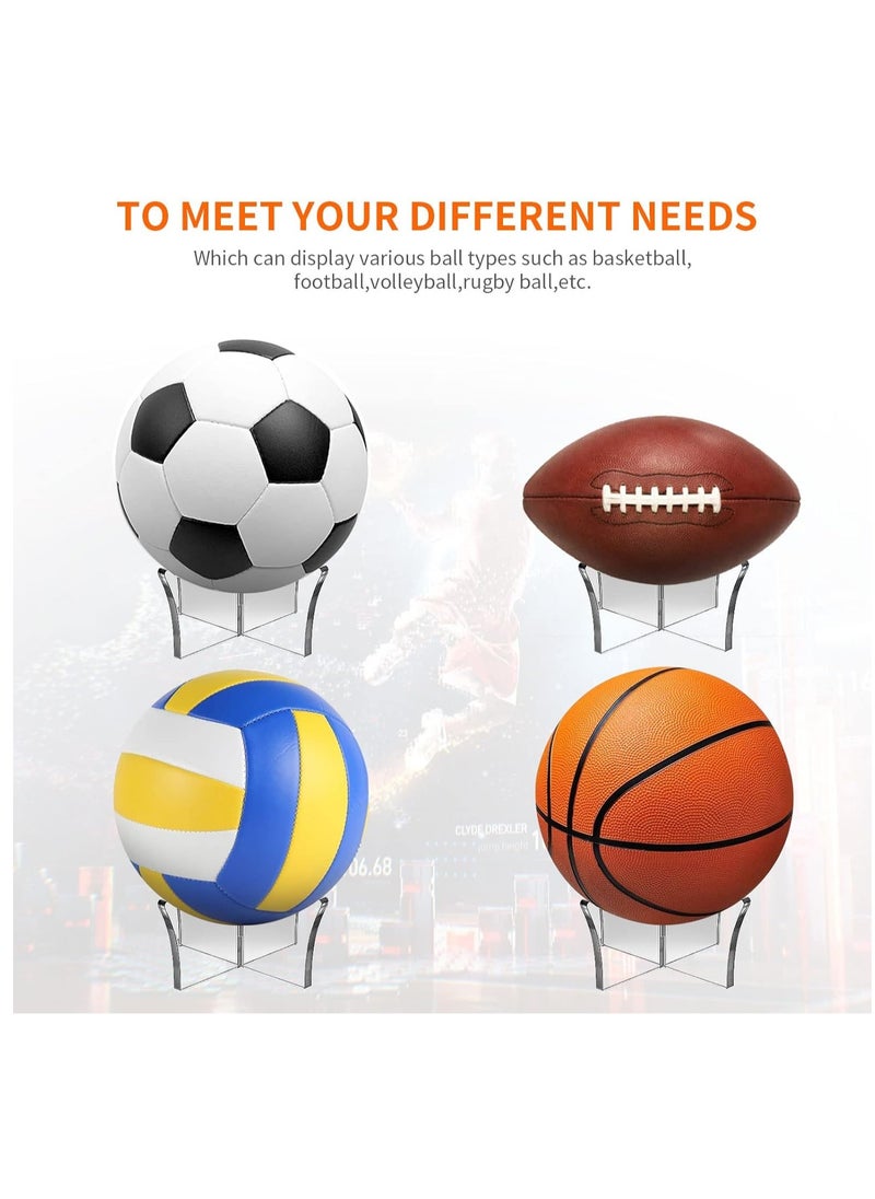 Generic Acrylic Ball Stand Holder,Ball Display Stand for Football Basketball Soccer Ball Holder,Volleyball Rugby Ball Sports Ball Storage Rack,Trophy Autograph Memorabilia Display Cases(3 Pcs)  - Image 3