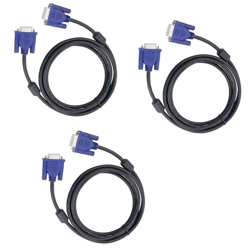 DaFuRui 3Pack VGA to VGA Cables，10Ft HD15 Male to Male Cable for TV Computer Monitor Cable with Blue Connector - Image 1