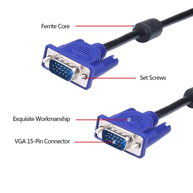 DaFuRui 3Pack VGA to VGA Cables，10Ft HD15 Male to Male Cable for TV Computer Monitor Cable with Blue Connector - Image 3