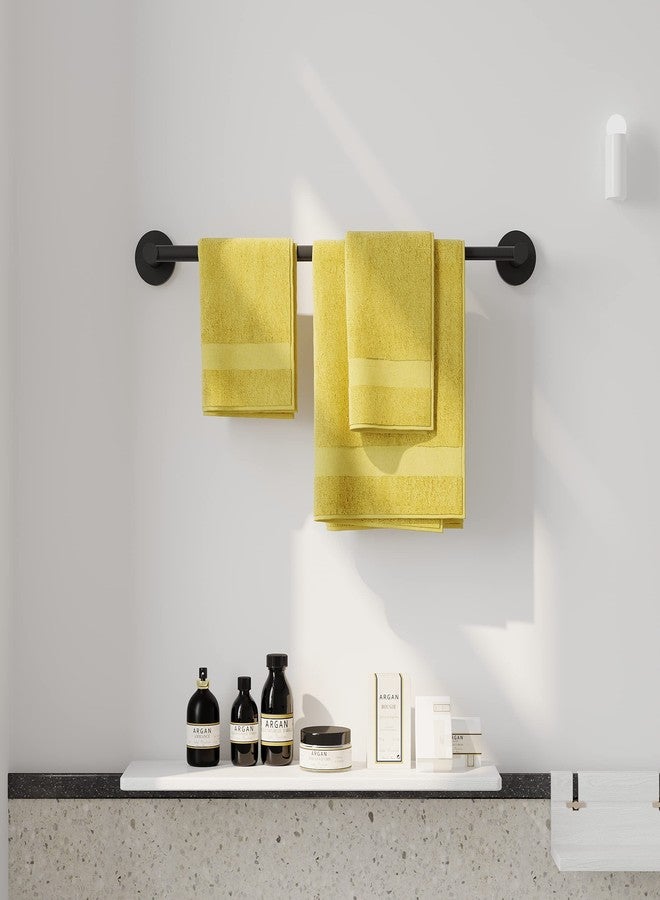 Ruacq Adjustable Towel Bar 13.7 to 24 Inch Bathroom Single Towel Bar Black Stainless Steel Modern Wall Mounted Round Towel Holders, Matte Black - Image 2