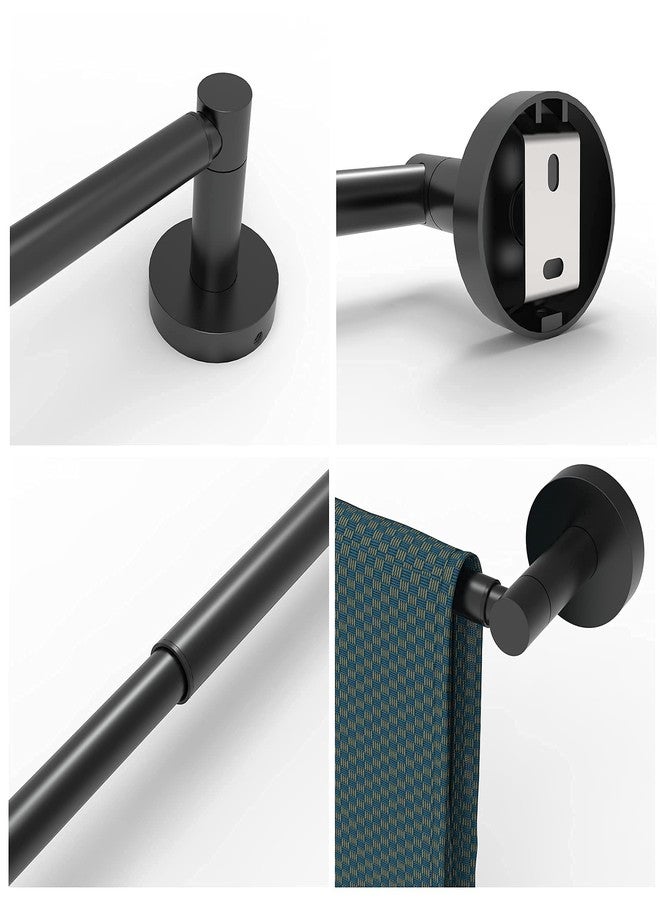 Ruacq Adjustable Towel Bar 13.7 to 24 Inch Bathroom Single Towel Bar Black Stainless Steel Modern Wall Mounted Round Towel Holders, Matte Black - Image 5