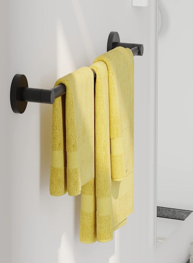 Ruacq Adjustable Towel Bar 13.7 to 24 Inch Bathroom Single Towel Bar Black Stainless Steel Modern Wall Mounted Round Towel Holders, Matte Black - Image 3