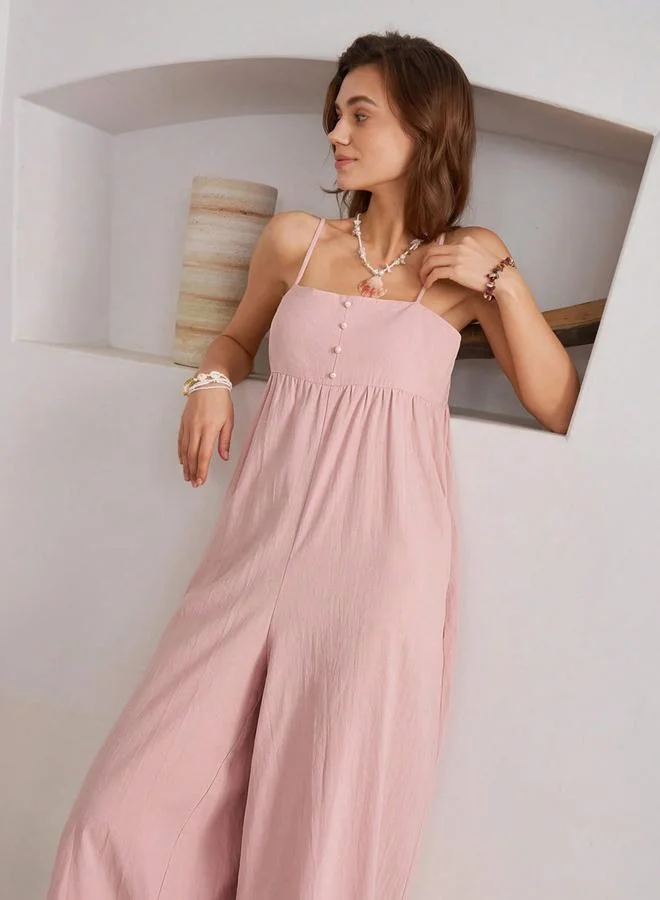 Take Two Pink Strappy Wide Leg Jumpsuit