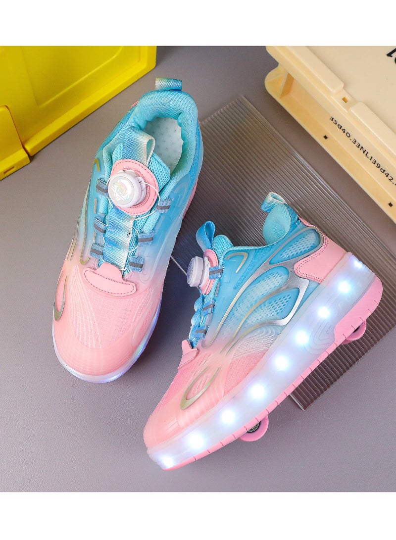 MIXSNOW أحذية التزلج على الجليد مع عجلات أدى ضوء لون أحذية التزلج على الجليد هدية مفاجأة الفتيان والفتيات أحذية التزلج على الجليد لامعة - الوردي - Image 5