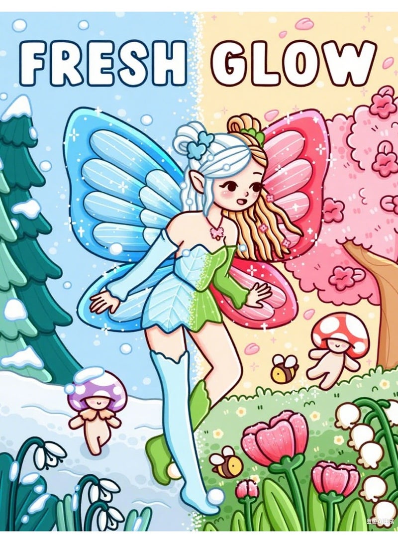 كتاب تلوين للبالغين والمراهقين بتصاميم لطيفة وسهلة لجنات ساحرة وخلوقات محبوبة تستمتع بلحظات الربيع، رسومات مريحة للاسترخاء (تلوين لطيف وسهل) 21*21 سم - Image 1