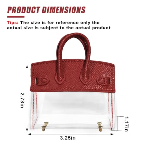 DUSCOKE Mini Creative Handbag Car Key Case, Exquisite Transparent Key Chain Holder Bag, Cute Key Fob Keychain Case Small Handbag for Woman Girl (Red) - Image 2