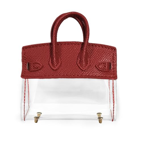 DUSCOKE Mini Creative Handbag Car Key Case, Exquisite Transparent Key Chain Holder Bag, Cute Key Fob Keychain Case Small Handbag for Woman Girl (Red) - Image 1
