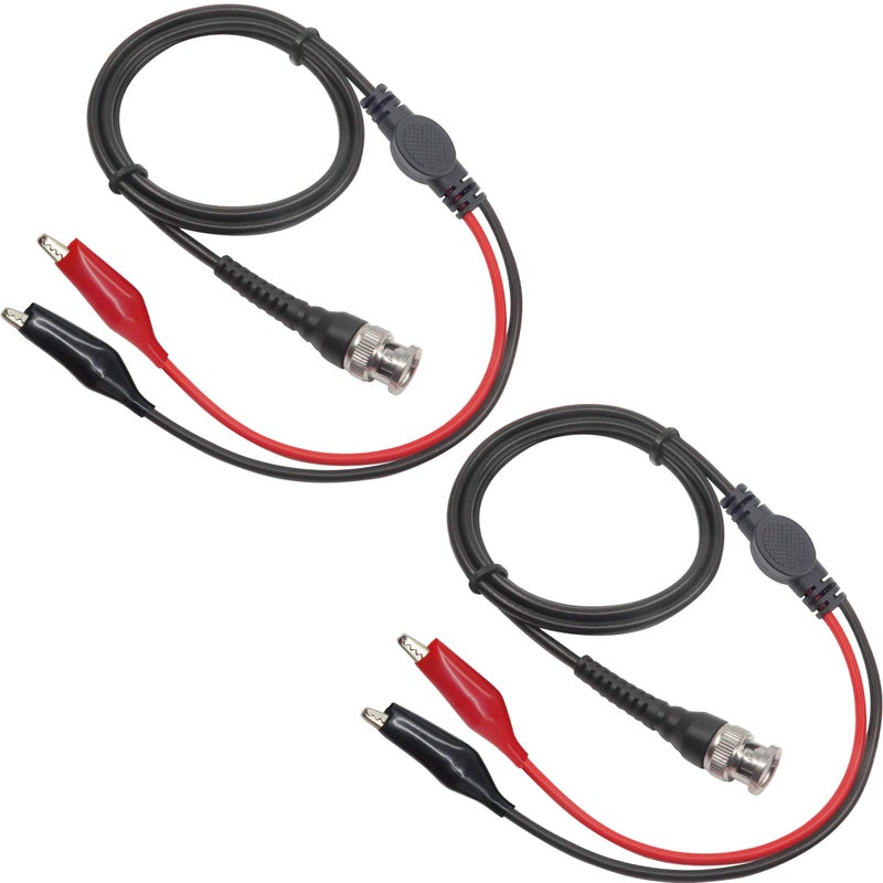 Amadget BNC Q9 to Double Alligator Clip Test Cable Probe Leads Oscilloscope Test (Pack of 2) - Image 1