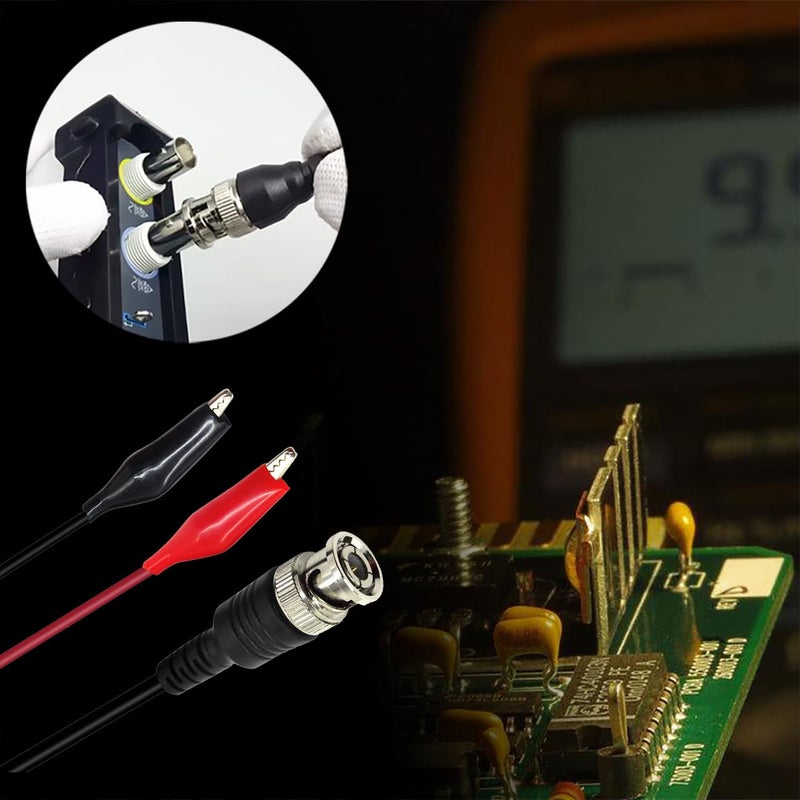 Amadget BNC Q9 to Double Alligator Clip Test Cable Probe Leads Oscilloscope Test (Pack of 2) - Image 5
