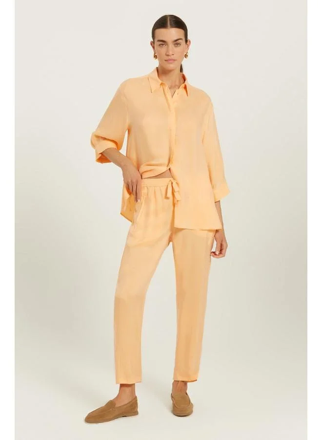 Mısırlı 1951 Peach Waist Tie Knitted Women's Pants.