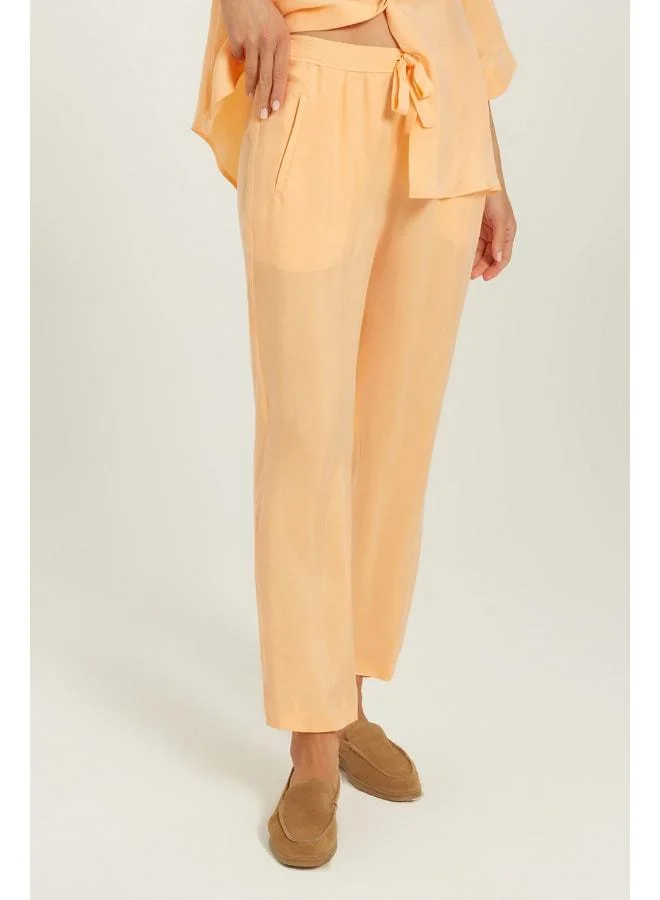 Mısırlı 1951 Peach Waist Tie Knitted Women's Pants.