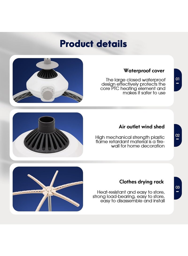 2- Tier Portable Indoor Electric Clothes Dryer, 360° Stereo constant Temperature Heating, Double Coat Hange, Heated Clothes Dryer, Washing Drying Rack with Multi-gear Timing