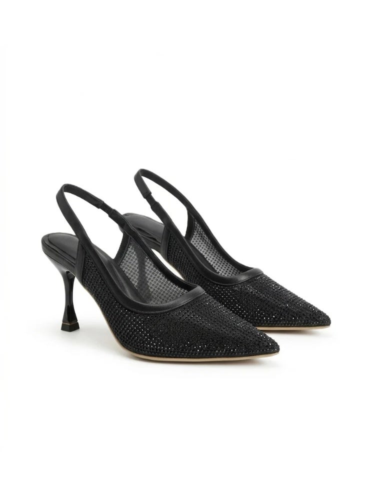 فيبراندا حذاء نسائي بكعب عالي Slingback مزين بلمعة كريستالية C-97 - Image 3