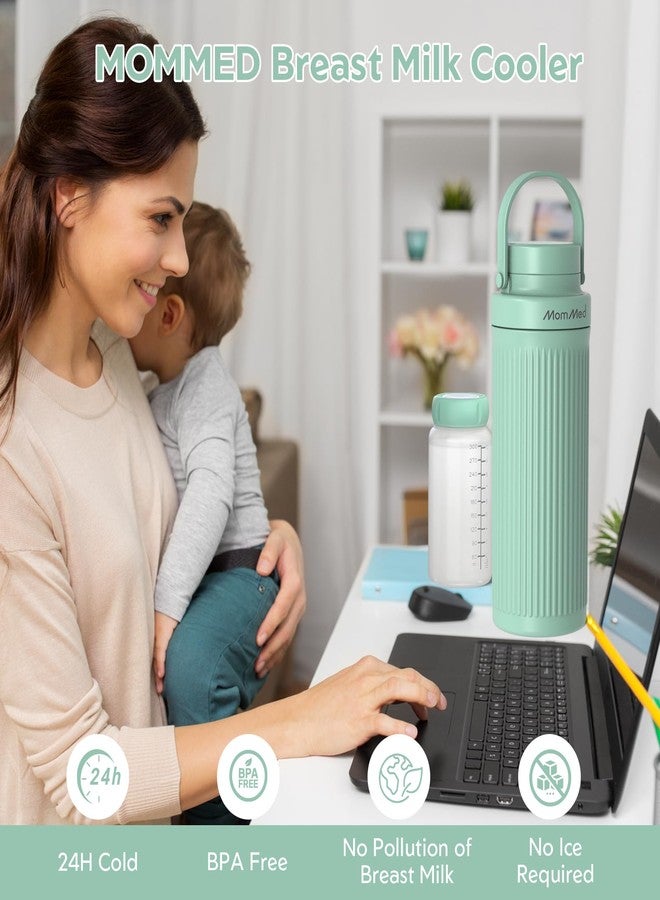 MOMMED Breast Milk Cooler 22oz for Travel & Work- 24H 360° Long-Lasting Cooling, Dual Storage Bottles Double as Baby Bottles, Compatible with Standard Nipples & Manual Breast Pumps, BPA-Free, TSA - Image 2
