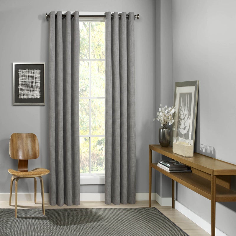 ECLIPSE Blackout Curtains for Bedroom - Palisade 52"" x 84"" Insulated Darkening Single Panel Grommet Top Window Treatment Living Room  Grey - Image 1