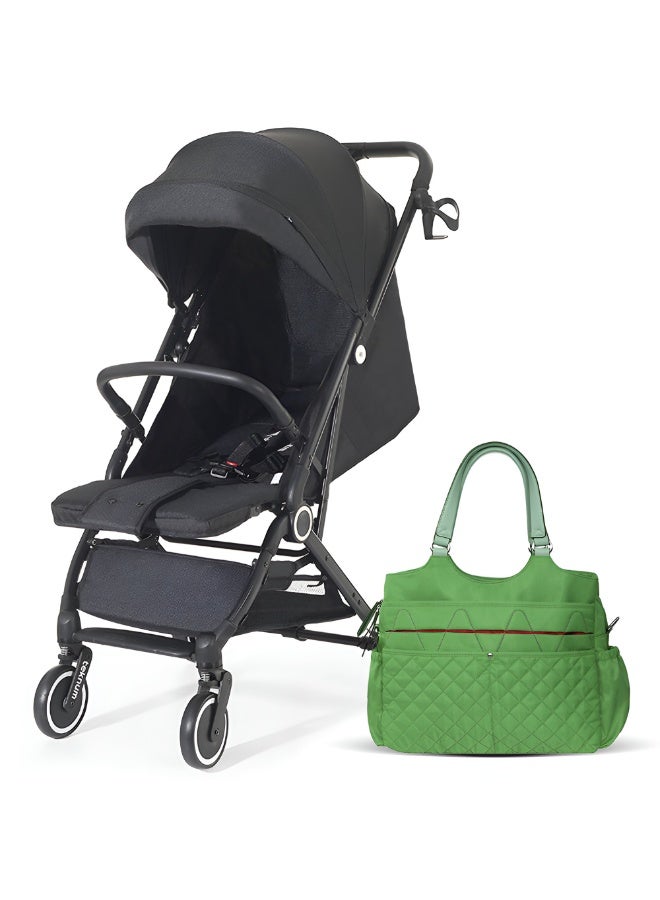 TEKNUM Travel Cabin Stroller wt Diaper Tote Bag Lightweight - Black - Image 1