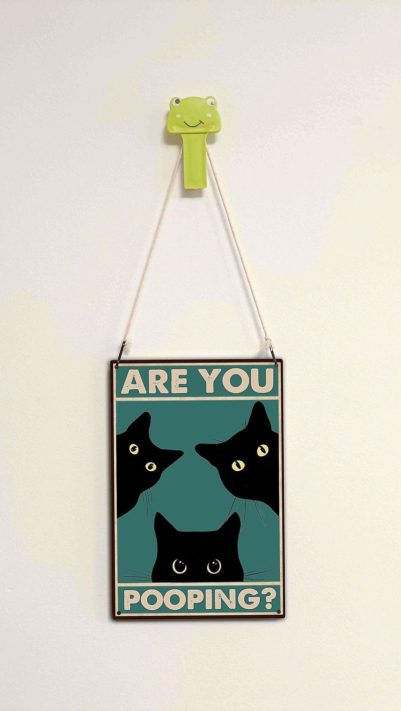 MAKABEE Black Cat Are You Pooping Funny Tin Signs Bathroom Wall Decor 8 x 12 Inch (20 * 30CM) - Image 2