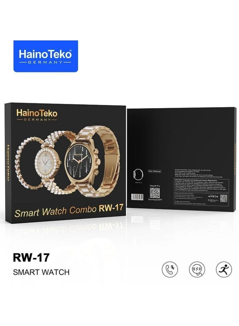 هينو تيكو ساعة يد نسائية من هاينو تيكو لون ذهبي مطرز RW 17 - Image 1