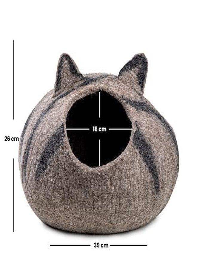Woolygon Wool Cat Cave Bed - Handcrafted 100% Merino Wool, Eco-Friendly Felt Cat Cave for Indoor Cats and Kittens (Tabby Ears) - Image 2