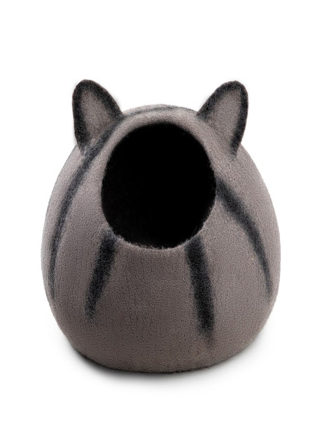 Woolygon Wool Cat Cave Bed - Handcrafted 100% Merino Wool, Eco-Friendly Felt Cat Cave for Indoor Cats and Kittens (Tabby Ears) - Image 3