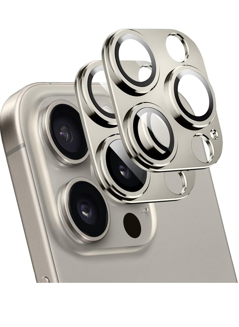 Raxoom 2 Pack Camera Lens Protector for Camera Lens Protector for iPhone 15 ProiPhone 15 Pro Max, Alloy Metal Camera Cover with Tempered,Does Not Affect Night Shots, HD Clear - Image 1