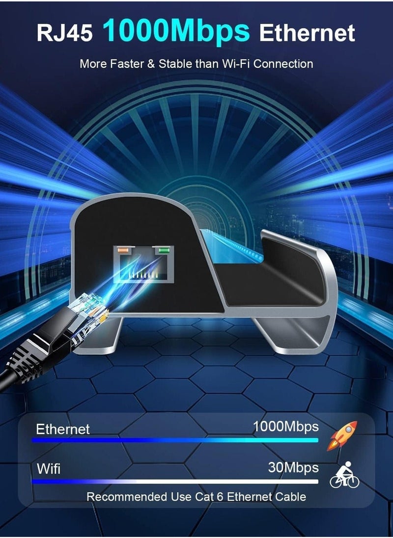 محطة توصيل تلفزيون مع إيثرنت بسرعة 1000M لجهاز Valve Steam Deck و ASUS ROG Ally، T Tersely 6 في 1 قاعدة مع منفذ HDMI 4K@60Hz، 3 منافذ USB 3.0، منفذ شحن PD USB-C لجهاز Steam Deck/ROG Ally Dock - Image 4