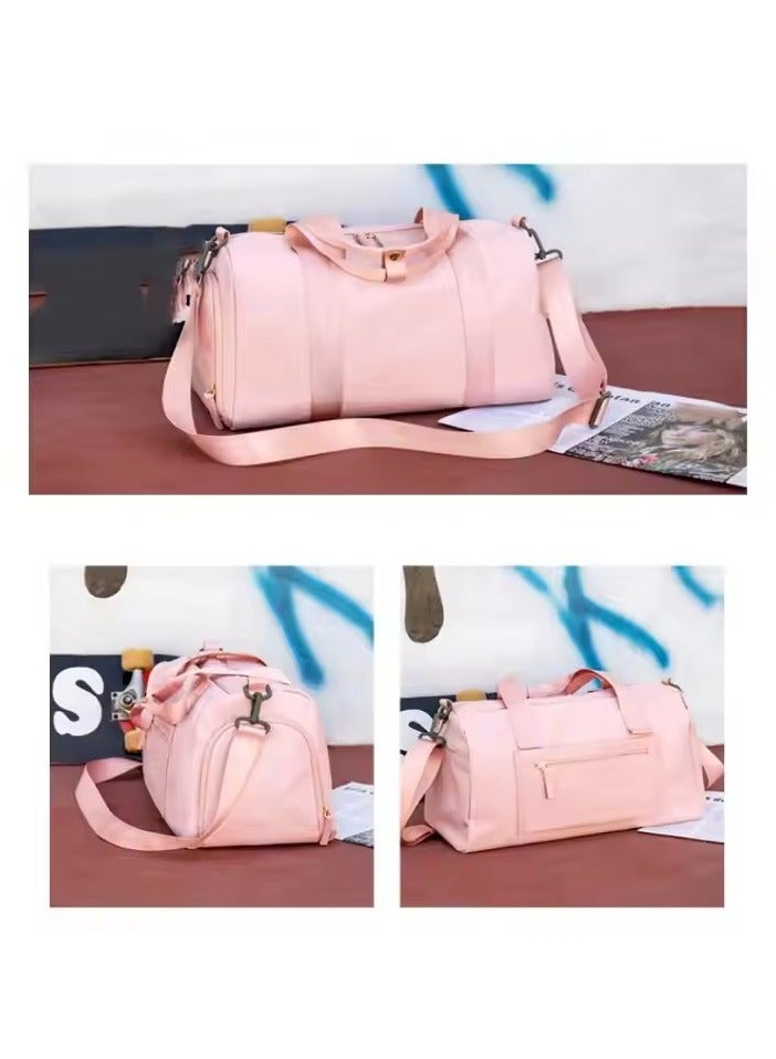 Generic Travel bag, dry wet separation large capacity travel tote bag, waterproof sports and fitness bag luggage bag, with shoe compartment, suitable for yoga and fitness travel, 40X21X20cm，pink  - Image 1