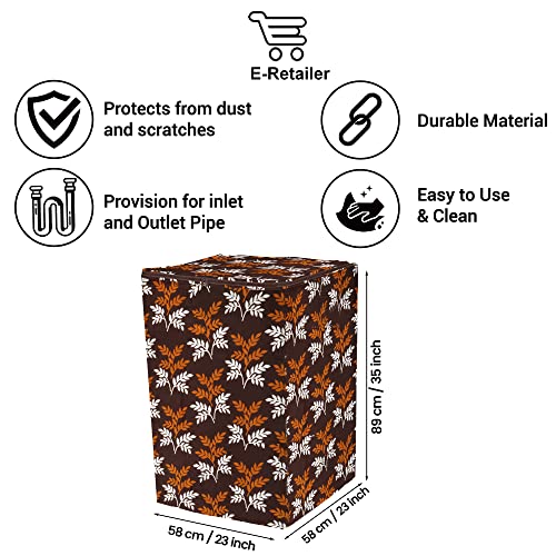 E-Retailer Washing Machine Cover for Top Load 5kg to 7.5kg | Light Weight Dustproof Cover with Zip Enclosure | Leaf Print Fully Automatic Washer Protector for Indoor Outdoor Use | Size 23x23x35 Inch - Image 3
