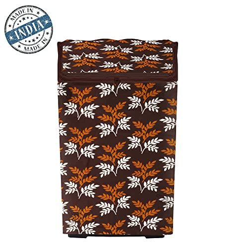 E-Retailer Washing Machine Cover for Top Load 5kg to 7.5kg | Light Weight Dustproof Cover with Zip Enclosure | Leaf Print Fully Automatic Washer Protector for Indoor Outdoor Use | Size 23x23x35 Inch - Image 5