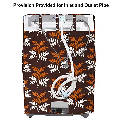 E-Retailer Washing Machine Cover for Top Load 5kg to 7.5kg | Light Weight Dustproof Cover with Zip Enclosure | Leaf Print Fully Automatic Washer Protector for Indoor Outdoor Use | Size 23x23x35 Inch - Image 2
