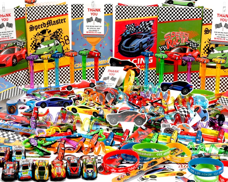 PLOUGVI 232PCS Race Car Birthday Party Favors Decorations Supplies Goodie Bag Stuffer Pinata Filler, Cars Themed Favors for Wheel Birthday Decorations - Image 2