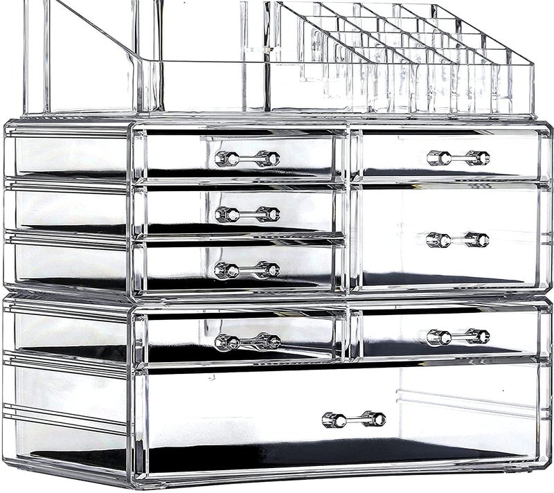 Cq acrylic 3 Pack Clear Make Up Organizer Countertop,Stackable 8 Drawers Makeup Storage,Cute Vanity Organizers for Dresser Hair Clip,Jewelry,Beauty Product Desk and Bathroom Organizers and Storage - Image 3