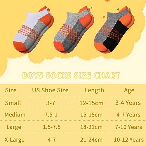 Comfoex Boys Socks 6 Pairs Ankle Athletic Sock Half Cushioned Low Cut Socks For Little Big Kids - Image 2